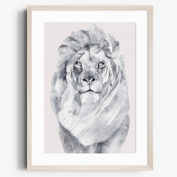 Other - Watercolor Lion Portrait Wall Art Illustration Print Poster Unframed